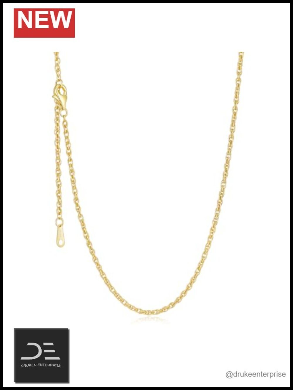 14K Gold Chain Necklace, Hypoallergenic Durable Polished Rope Chain for Women,